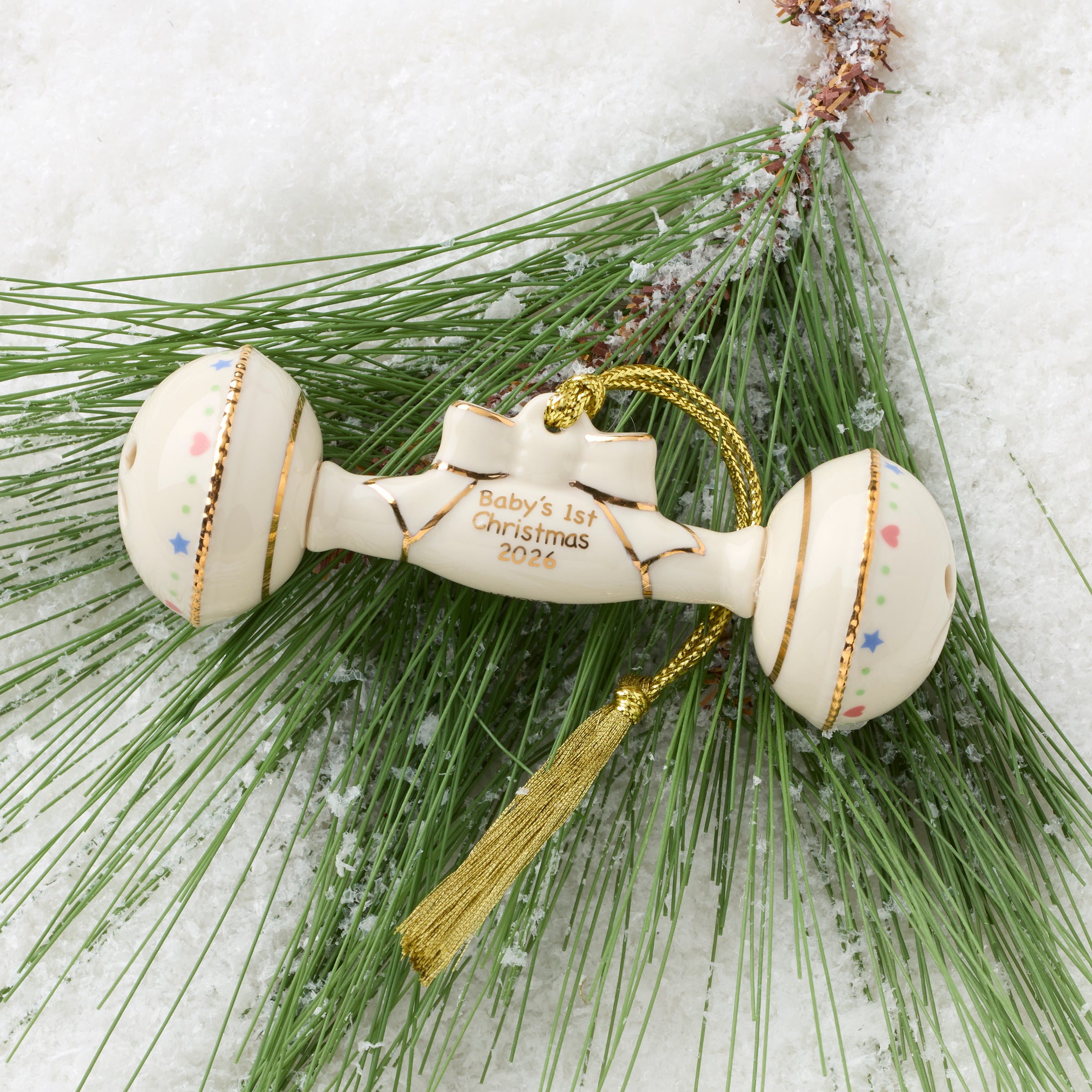 7058. パステル・baby ベビー オーナメント 2026 Baby's 1st Christmas Rattle Ornament – Lenox Corporation
