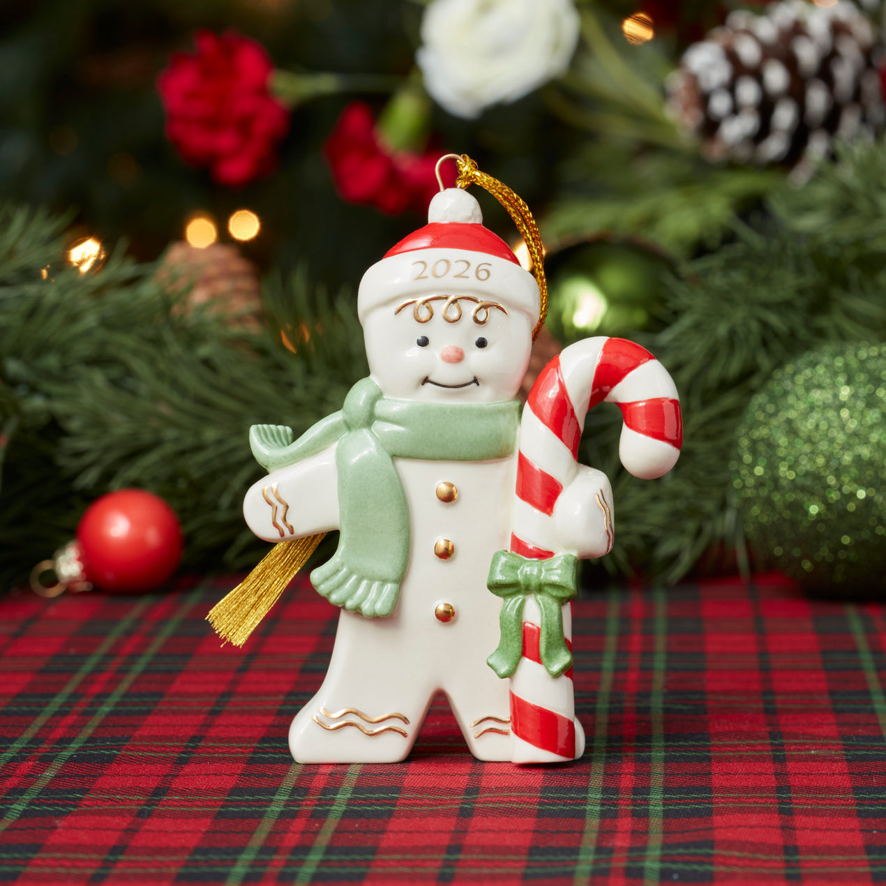2026 Gingerbread with Candy Cane Ornament – Lenox Corporation