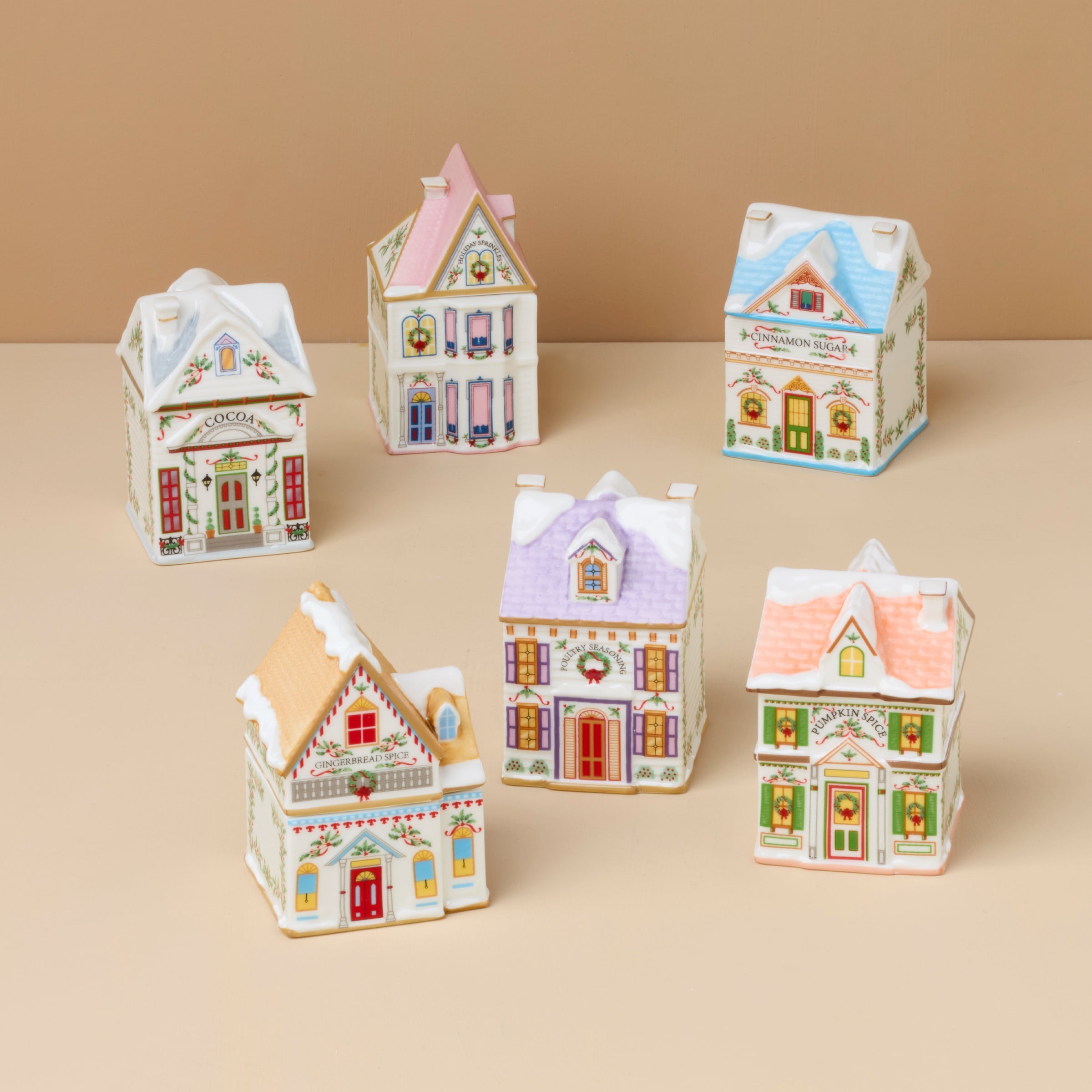 Lenox Spice Village 6-Piece Christmas Spice Jar Set – Lenox