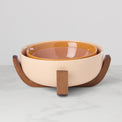 24 Seven Colors Nesting Bowls With Wood Stand, Sunbaked