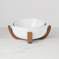 24 Seven Nesting Bowls With Wood Stand, White
