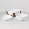 24 Seven Nesting Bowls With Wood Stand, White