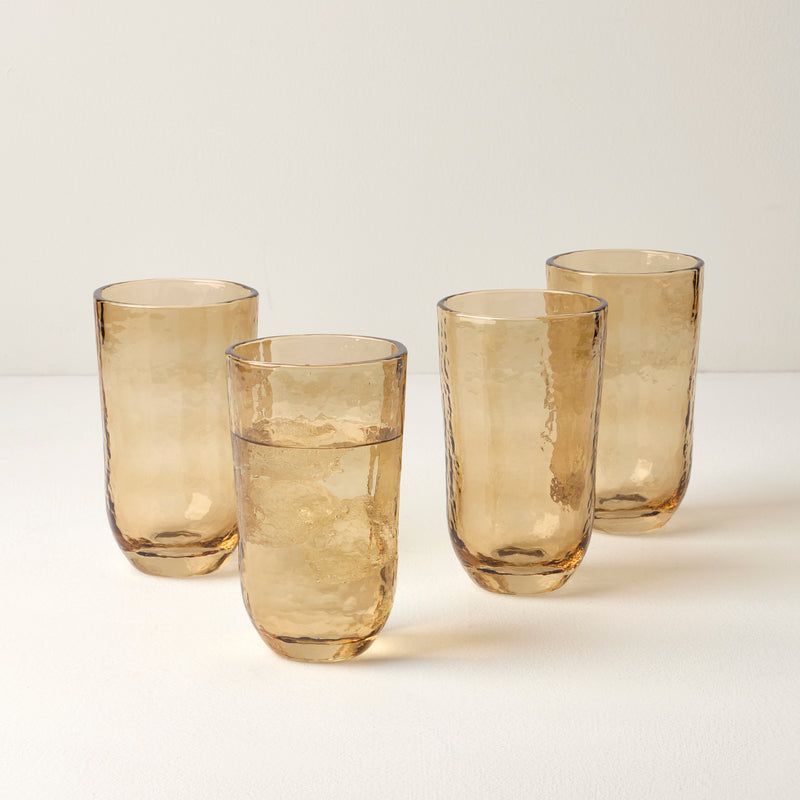 HOMESPUN AMBER TALL TUMBLER S/4