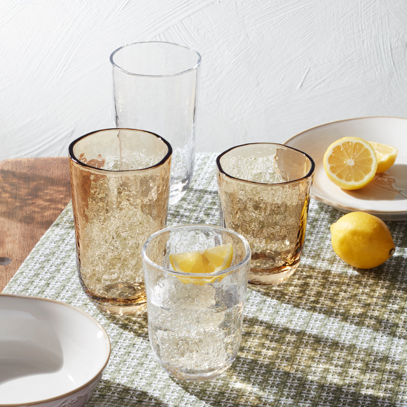 HOMESPUN CLEAR TALL TUMBLER S/4