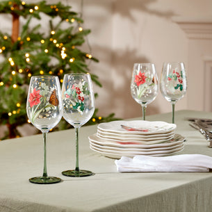 Butterfly Meadow Holiday Wine Glasses, Set of 4