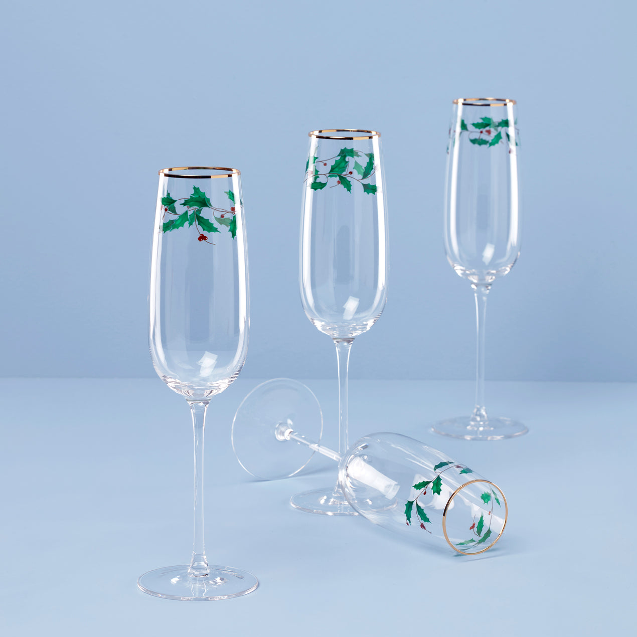 Holiday Decal Flutes S/4