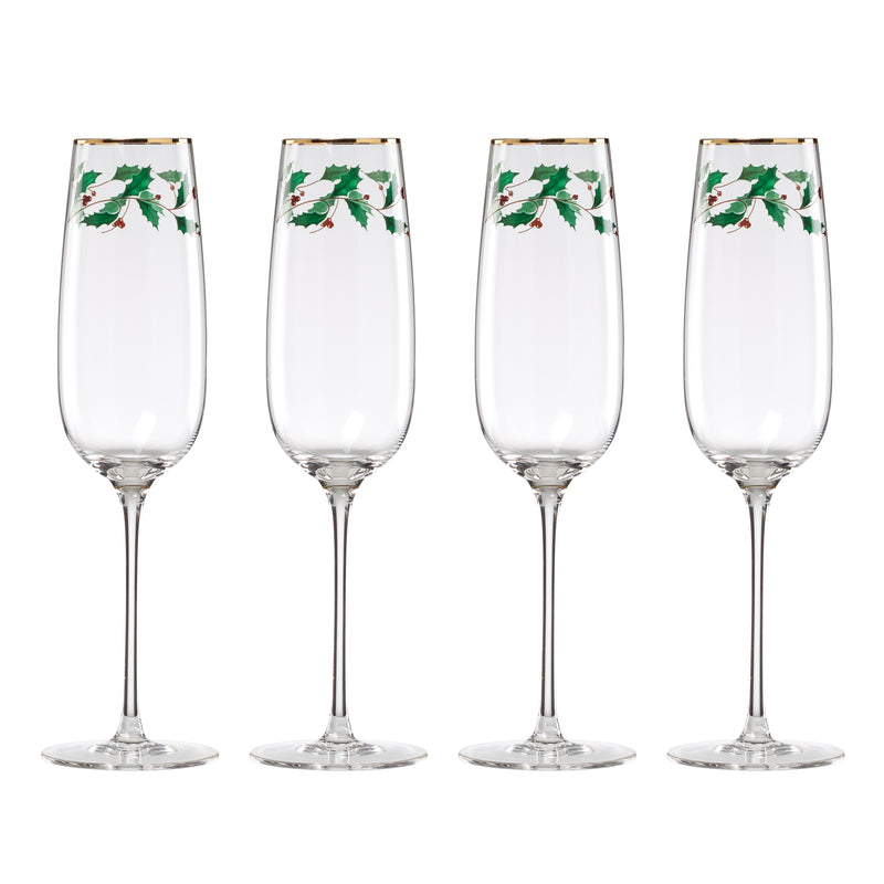 Holiday Decal Flutes S/4