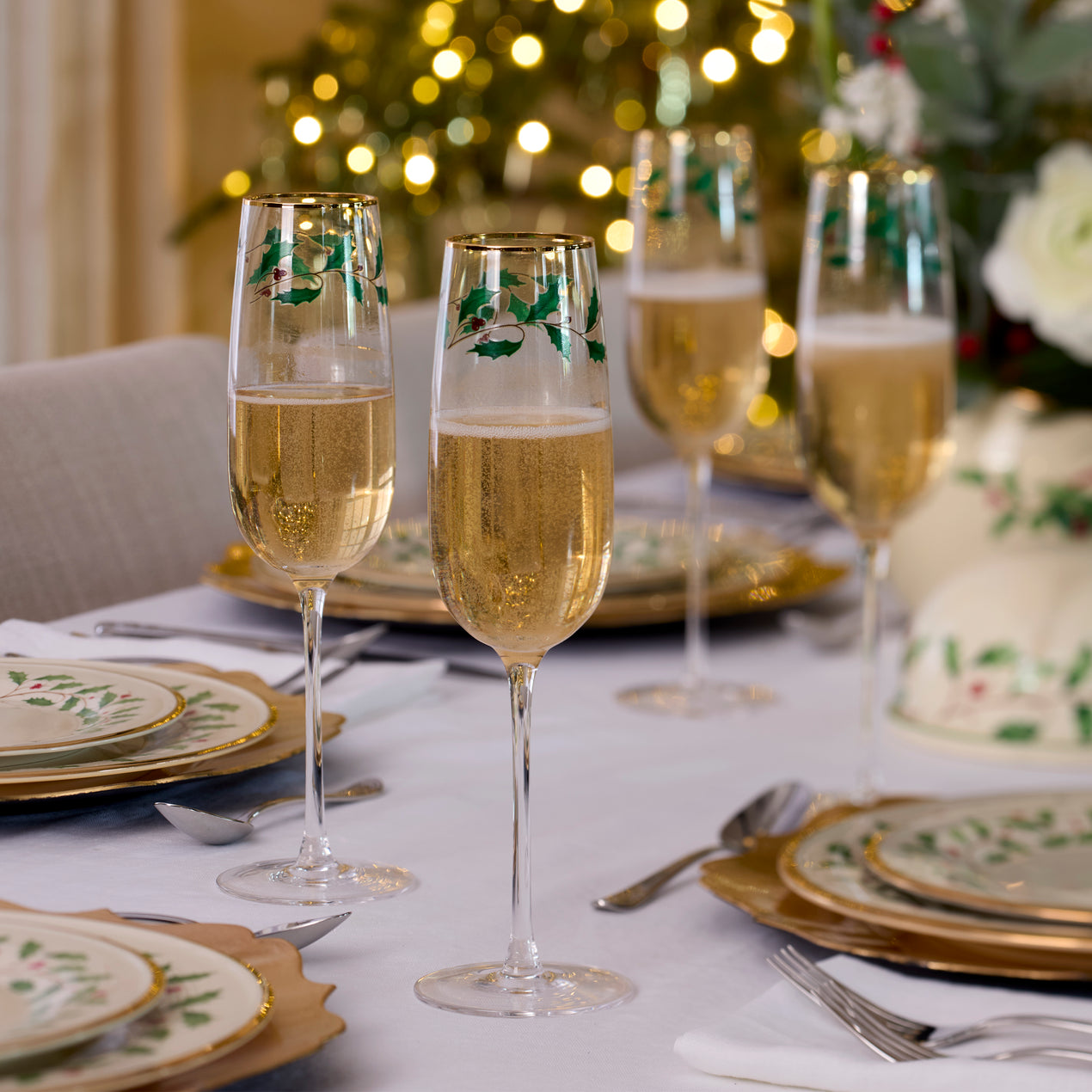 Holiday Decal Flutes S/4