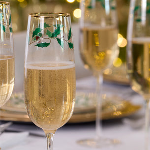 Holiday Decal Flute Glasses, Set of 4