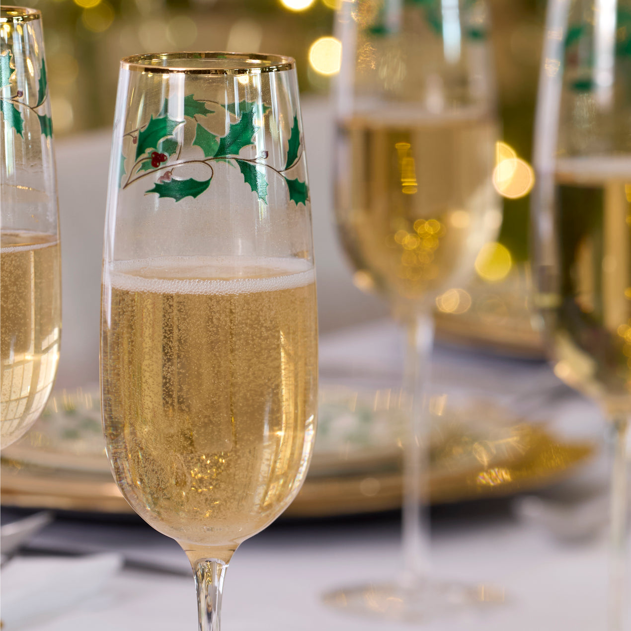 Holiday Decal Flutes S/4