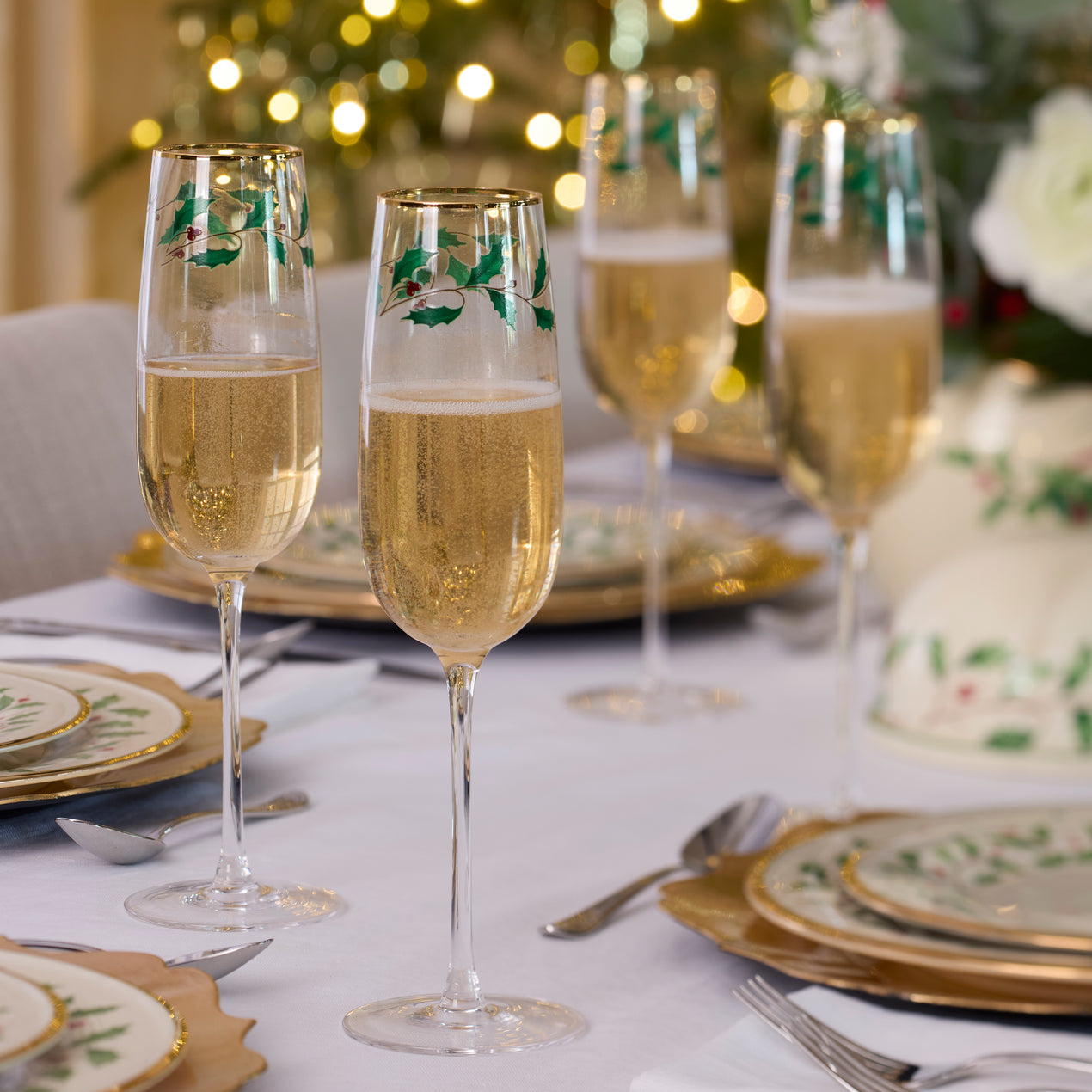 Holiday Decal Flutes S/4