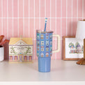 Lenox Spice Village 40oz Blue Water Bottle with House Cap