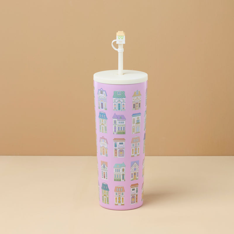 Lenox Spice Village 24oz Purple Water Bottle with House Cap