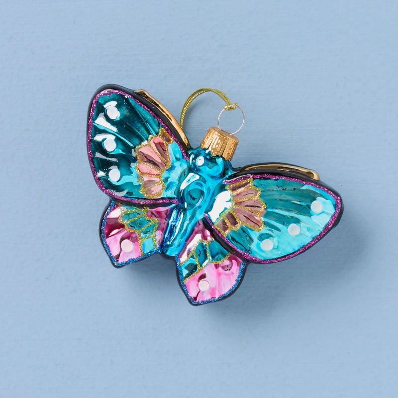 Retro Blown Glass Butterfly Ornament