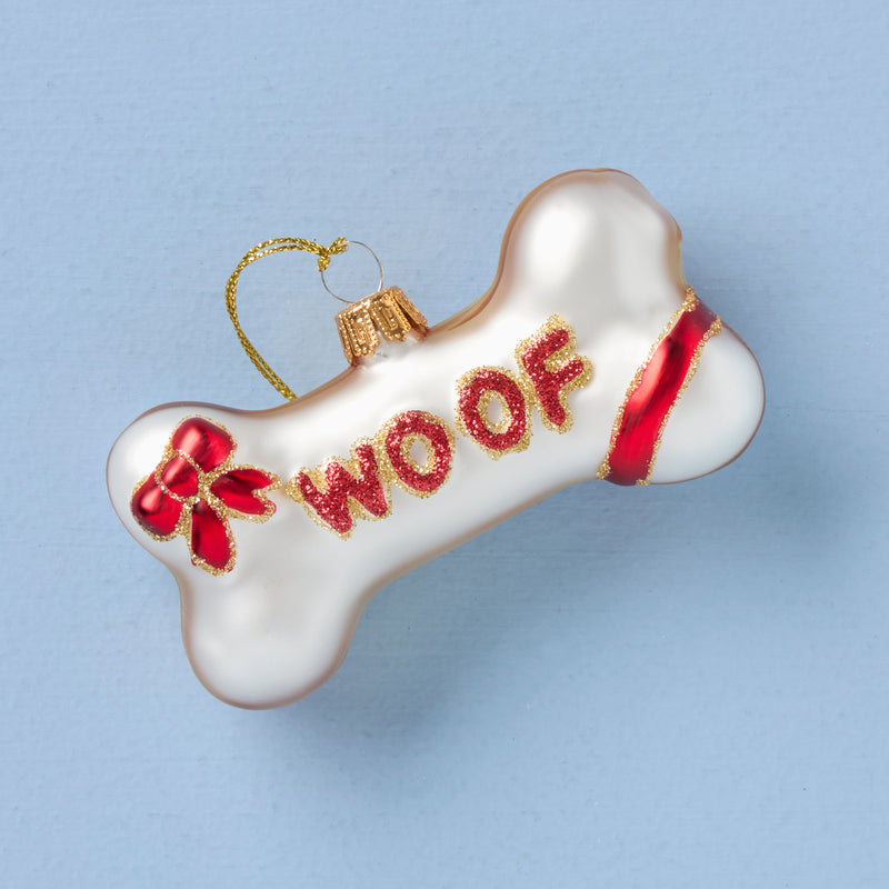 Retro Blown Glass Dog Bone Ornament