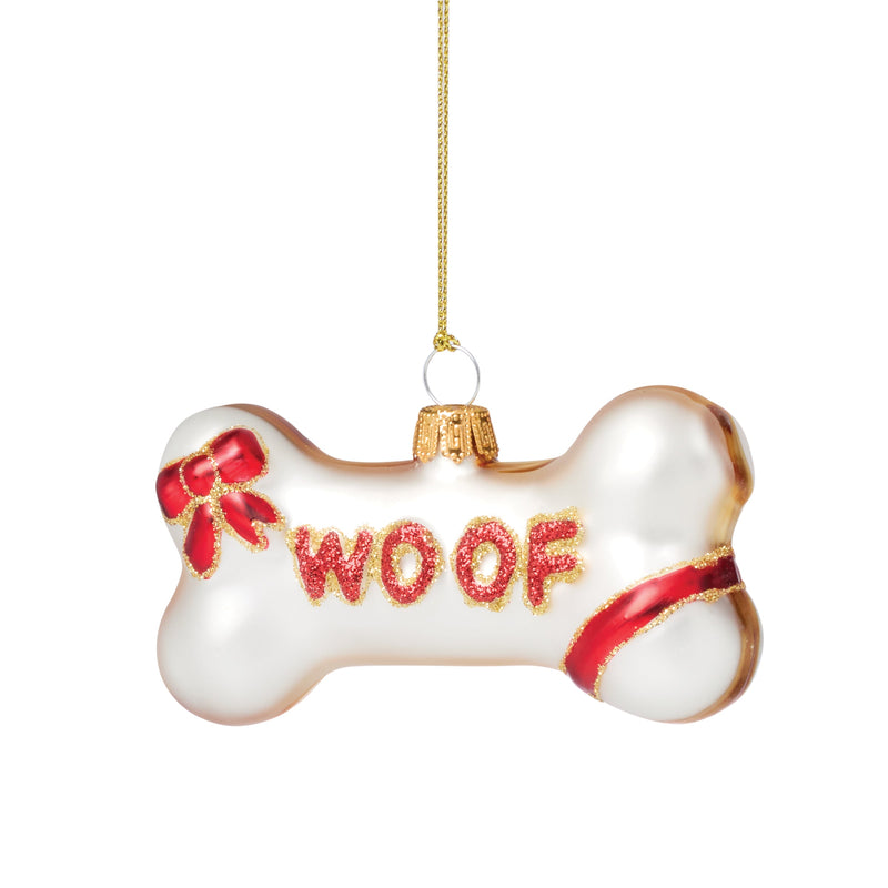 Retro Blown Glass Dog Bone Ornament