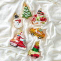 Blown Glass Snowman & Tree Cookie Ornaments 2 pc Set