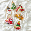 Blown Glass Snowmen On Sled Ornament