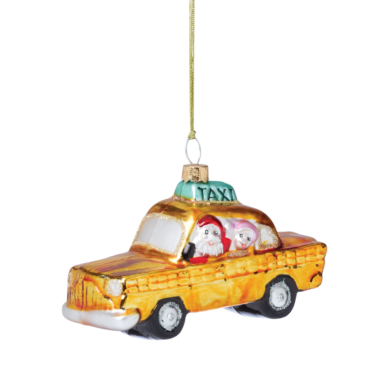 Blown Glass Taxi Ornament
