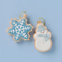 Retro Blown Glass Snowman & Snowflake Cookie Ornament Set