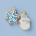 Blown Glass Snowman & Snowflake Cookie Ornaments 2 pc Set