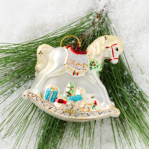 2026 Blown Glass Baby's 1st Christmas Rocking Horse Ornament