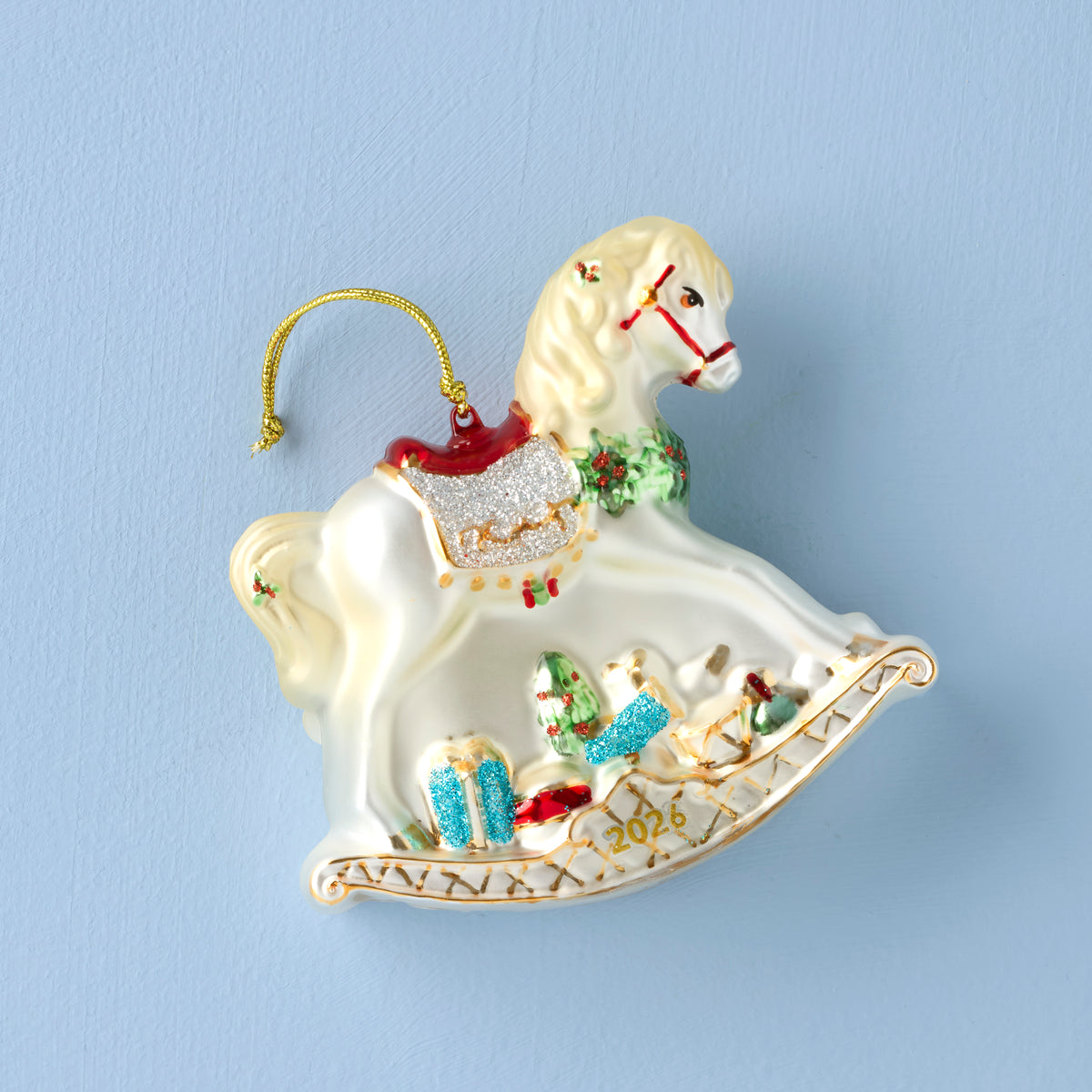 2026 Blown Glass Baby's 1st Christmas Rocking Horse Ornament – Lenox ...