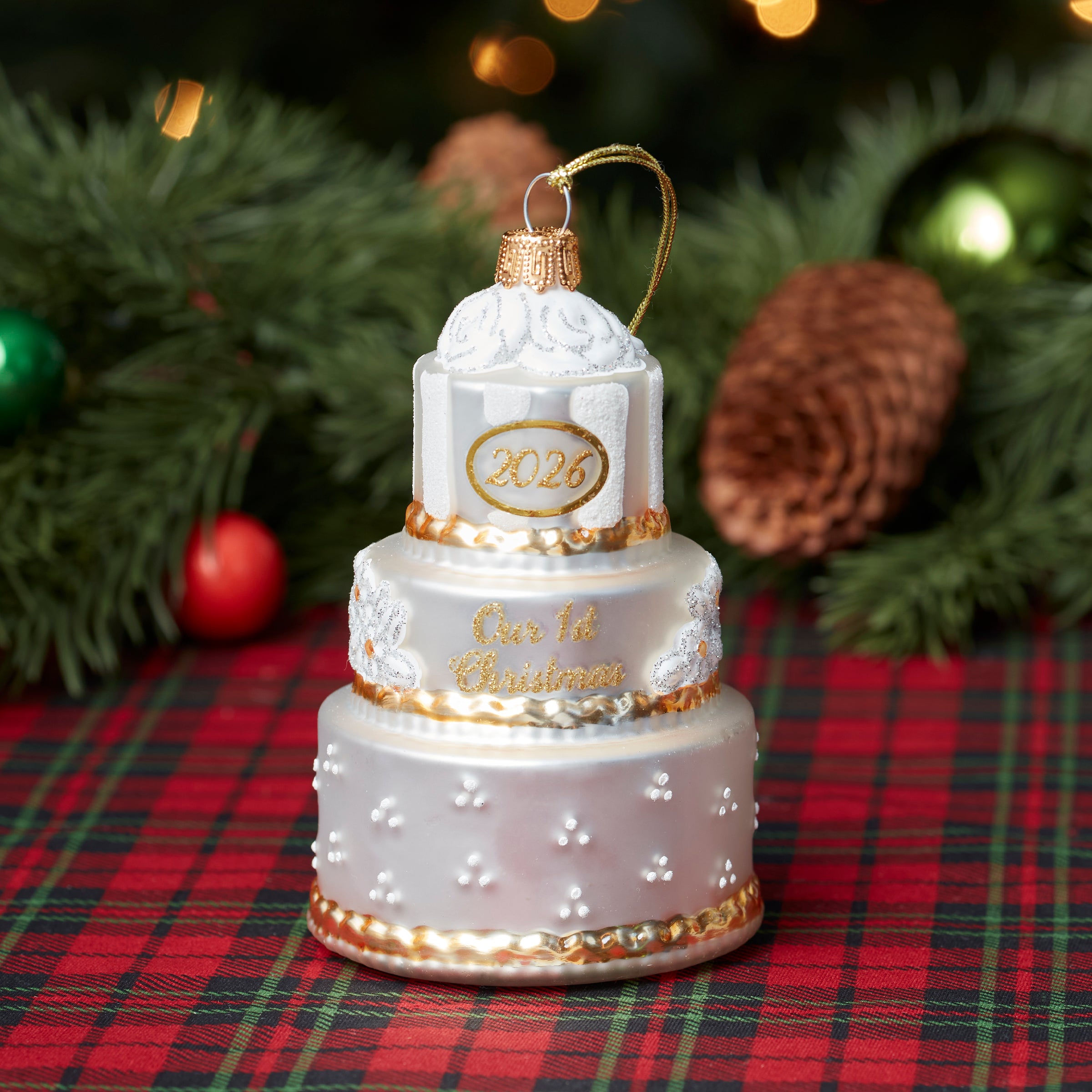 2026 Retro Blown Glass Our 1st Christmas Wedding Ornament – Lenox