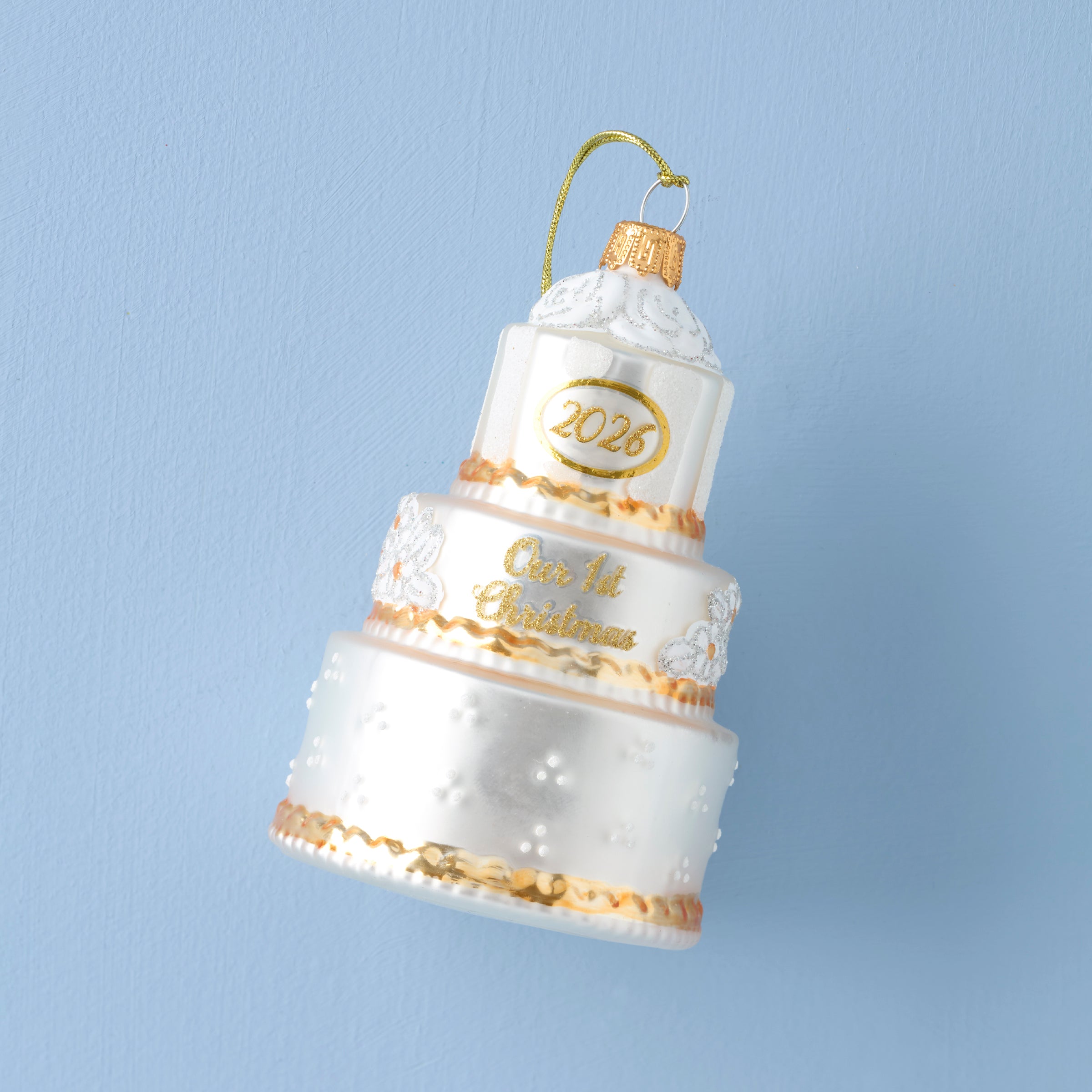 2026 Retro Blown Glass Our 1st Christmas Wedding Ornament – Lenox