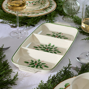 Holiday Carved Divided Dish