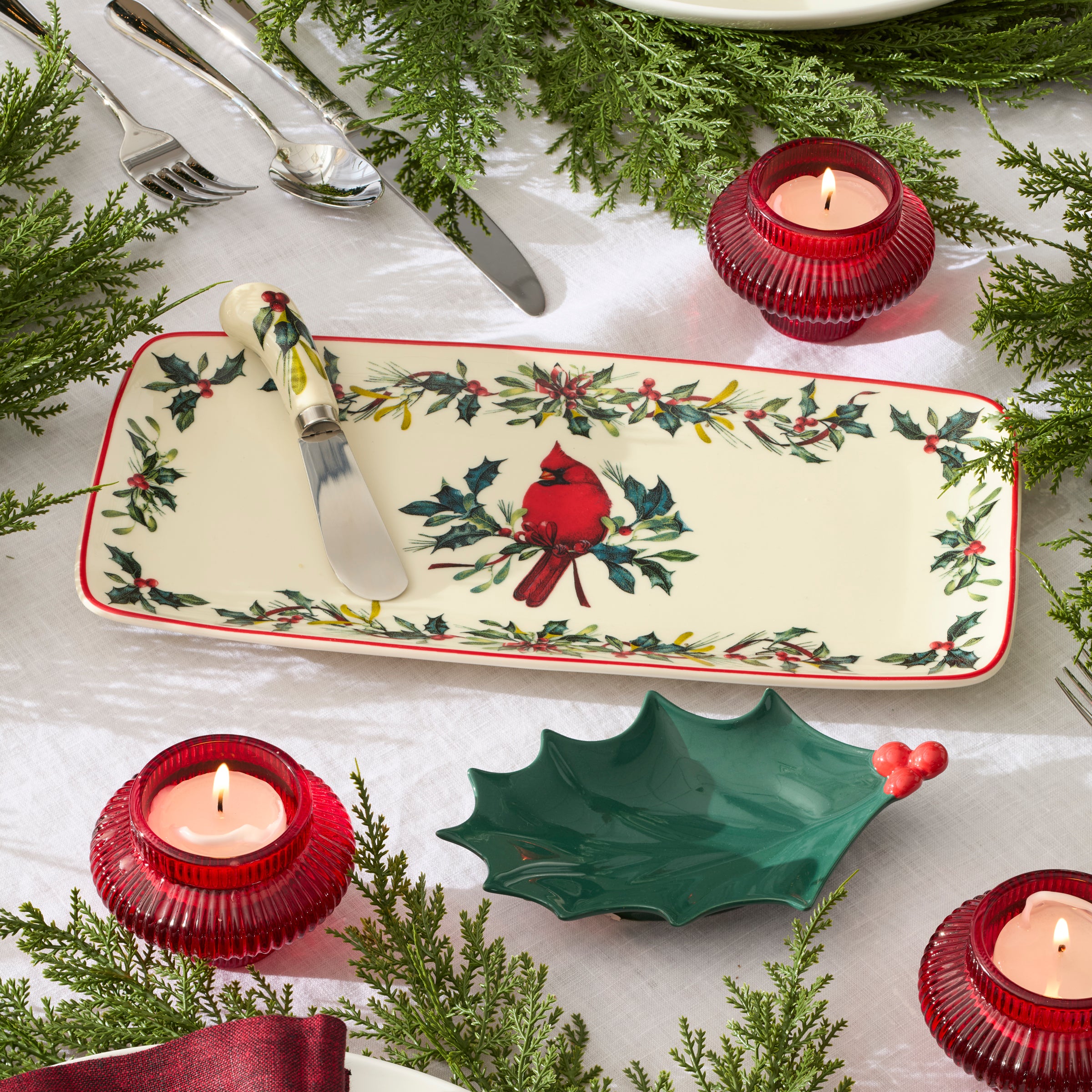 Winter Greetings Tray Set with Spreader 3 Piece Set – Lenox