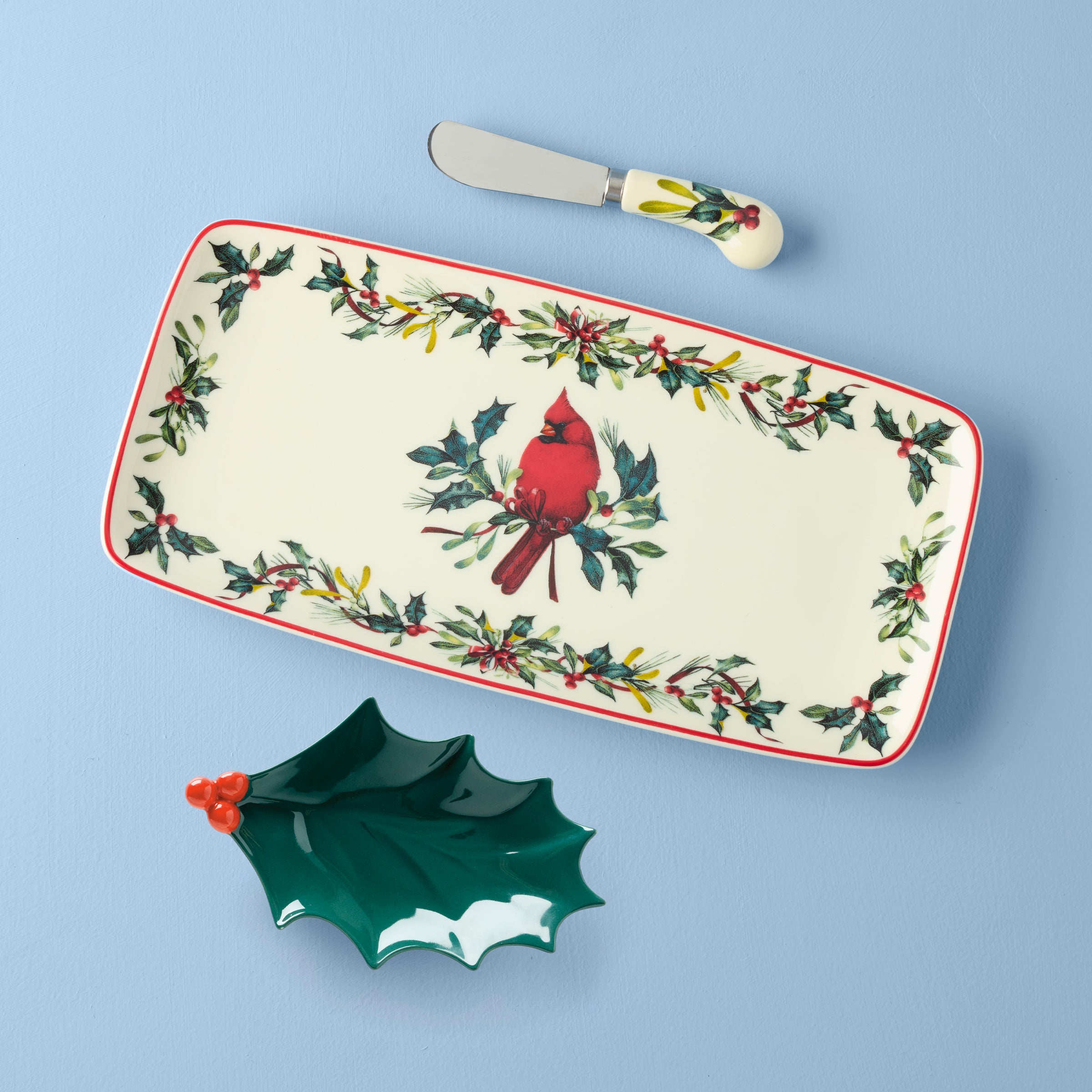 Winter Greetings Tray Set with Spreader 3 Piece Set – Lenox