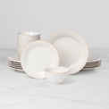 French Perle Groove White 18-Piece Dinnerware Set