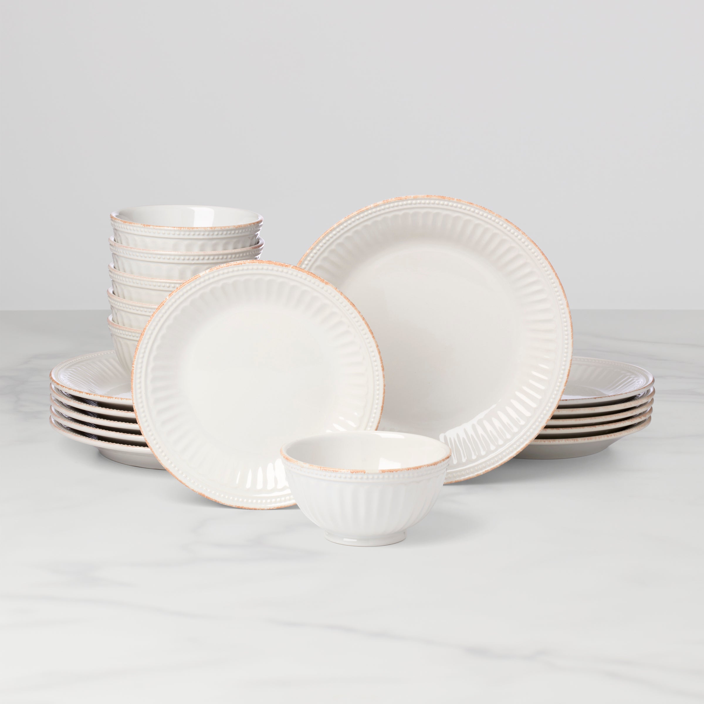 French Perle Groove White 18-Piece Dinnerware Set – Lenox Corporation