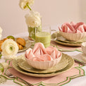 French Perle Scallop Green 24-Piece Dinnerware Set
