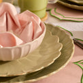 French Perle Scallop Green 24-Piece Dinnerware Set