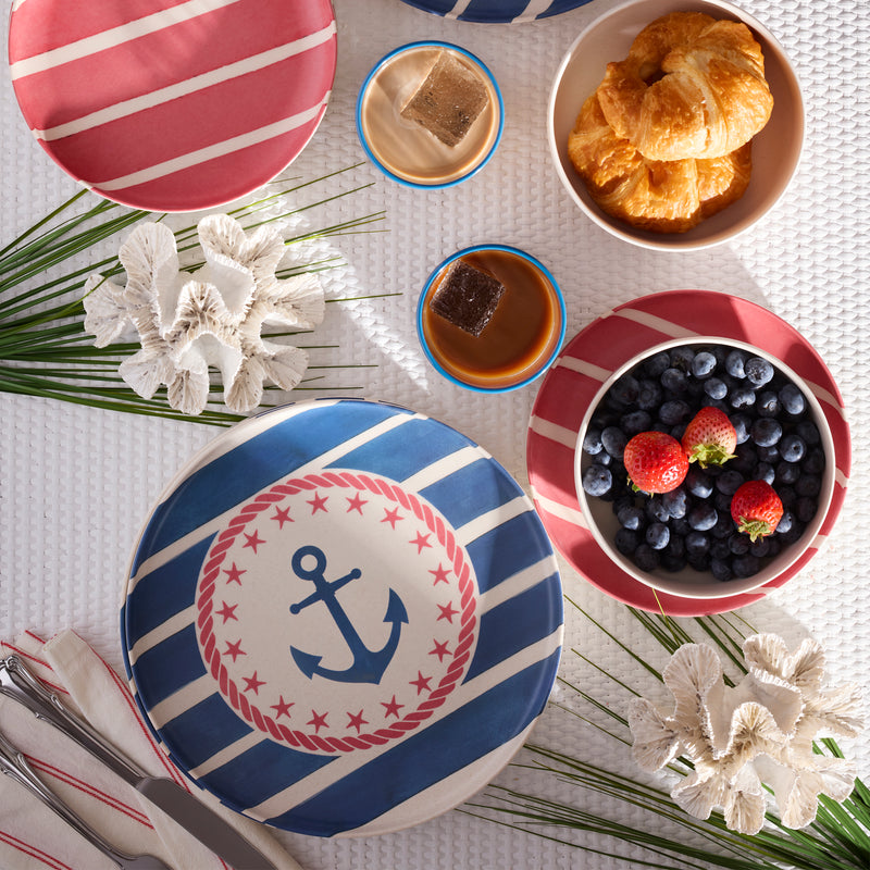 24 Seven Melamine Nautical 24-Piece Dinnerware Set