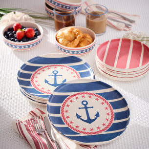 24 Seven Melamine, Aweigh We Go 12-Piece Dinnerware Set