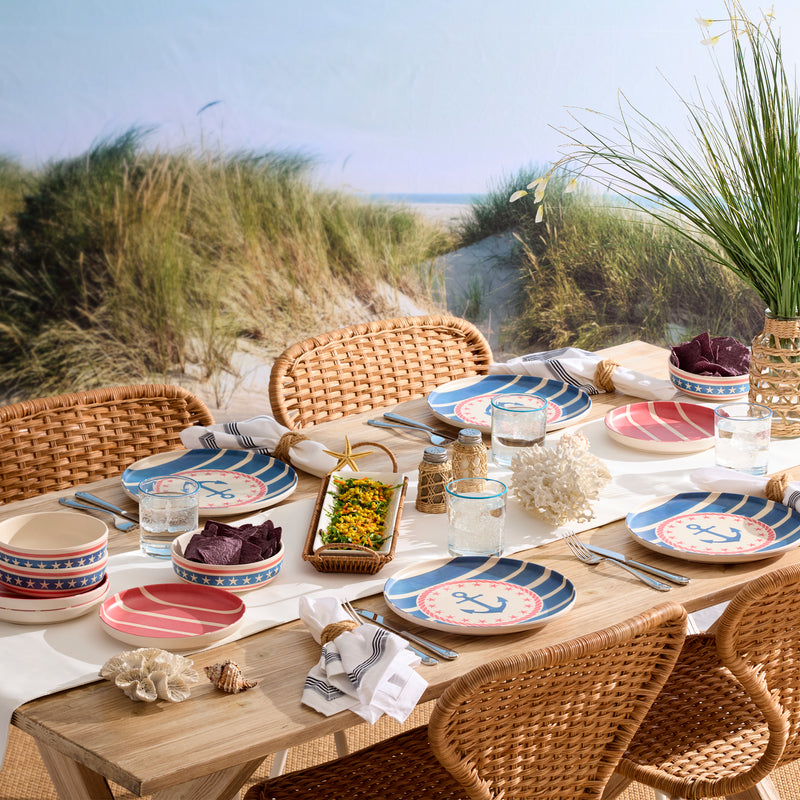 24 Seven Melamine Nautical 18-Piece Dinnerware Set