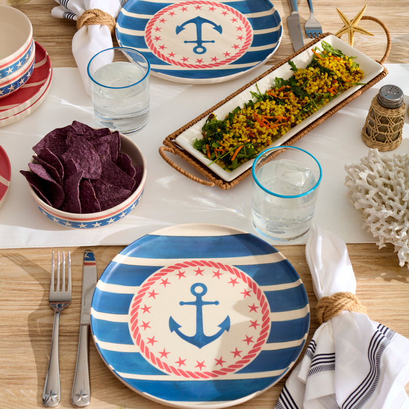24 Seven Melamine Nautical 18-Piece Dinnerware Set