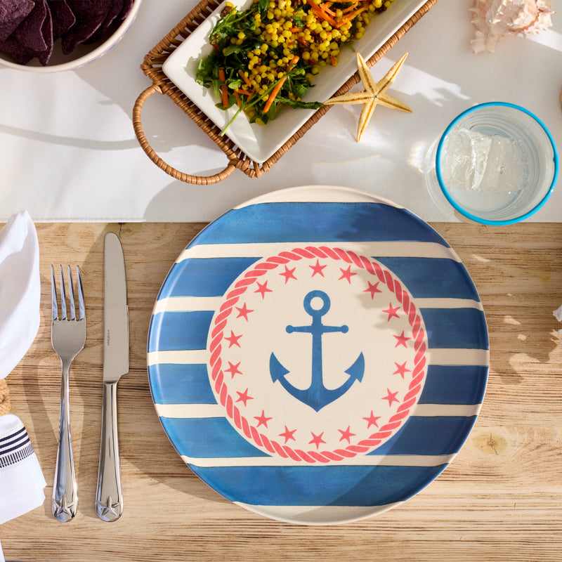 24 Seven Melamine Nautical 18-Piece Dinnerware Set