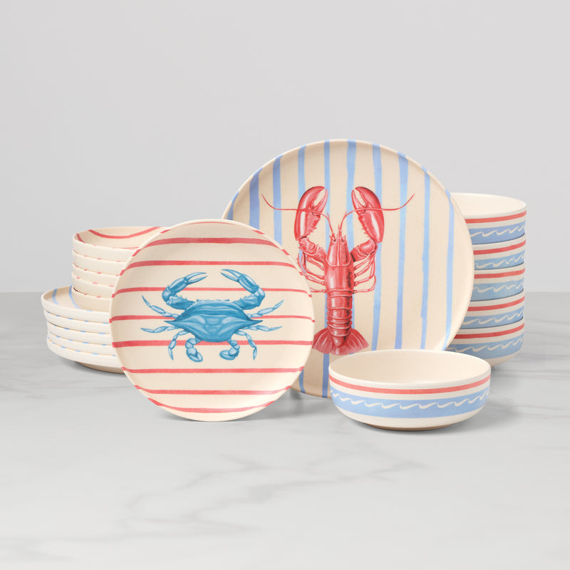 24 Seven Melamine Seaside 18-Piece Dinnerware Set