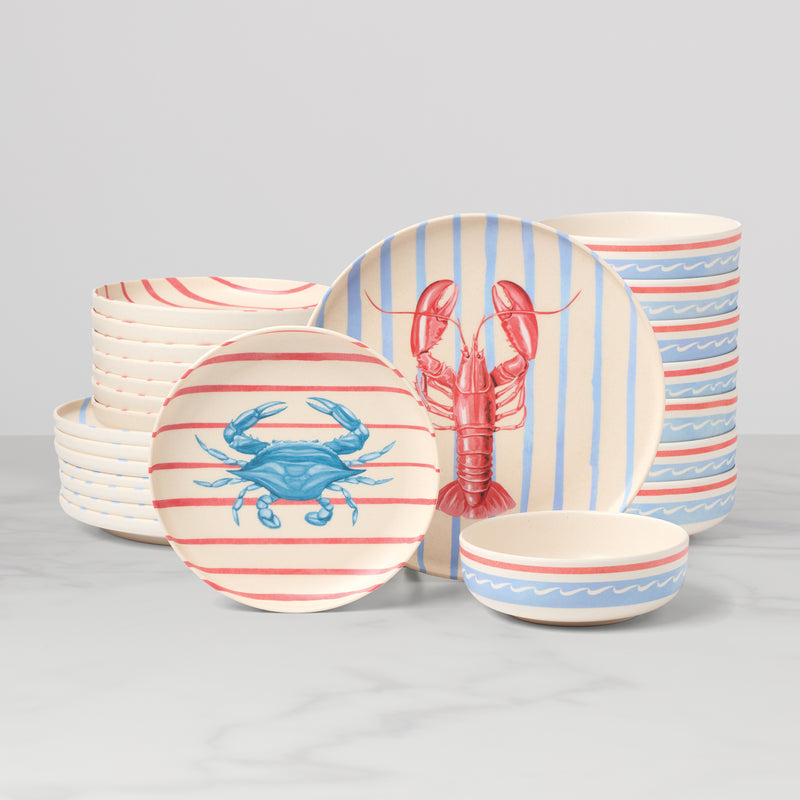 24 Seven Melamine Seaside 24-Piece Dinnerware Set