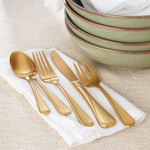 Flight Gold Satin 20-Piece Flatware Set