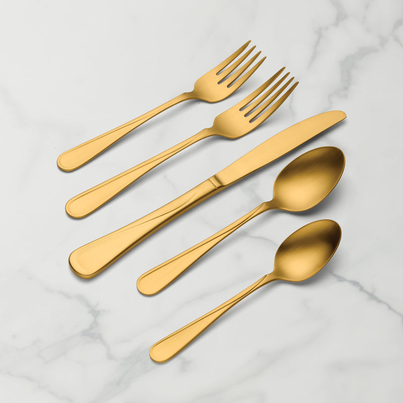Flight Gold Satin 20 Piece Flatware Set