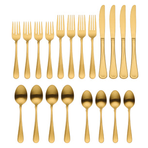 Flight Gold Satin 20 Piece Flatware Set