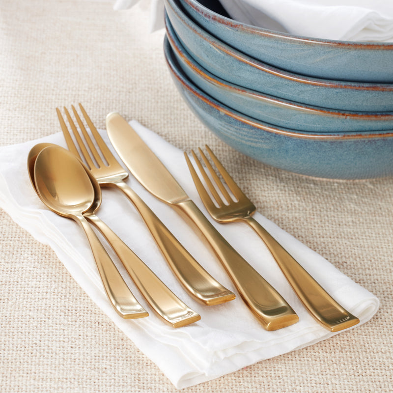 Moda Gold Satin 20 Piece Flatware Set