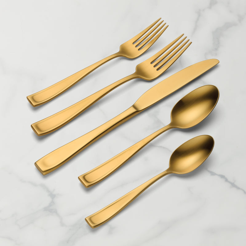 Moda Gold Satin 20 Piece Flatware Set