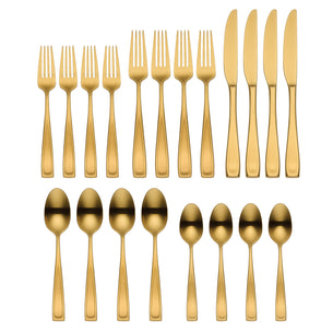 Moda Gold Satin 20 Piece Flatware Set