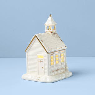 Mistletoe Park School House Lit Figurine